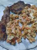 Pollo desmenuzado con jardinera
