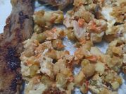 Una foto de pollo desmechada