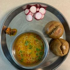 Traditional Bafla with Gatte ki Sabzi A picture of Traditional Bafla with Gatte ki Sabzi.