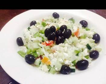 Unique Cuisine Feta cheese salad and black olives Most Delicious