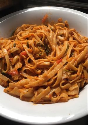 صورة لوصفة مكرونه بالبطاطس والخضار 🍝🥗