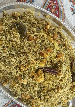 A picture of Dill and fish pilaf.