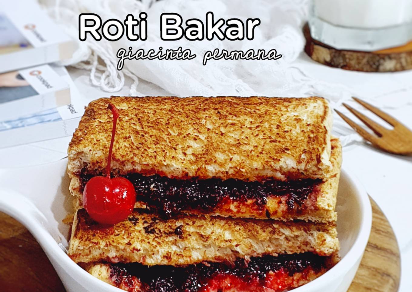 Roti Tawar Bakar isi selai berry coklat keju
