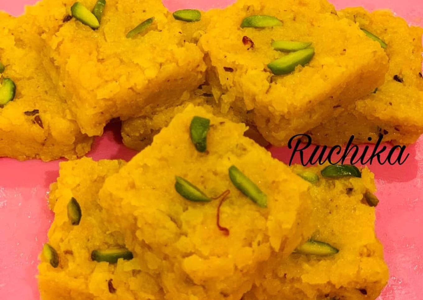 Kesariya Coconut Burfi