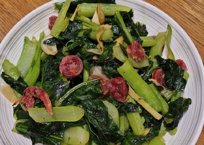 Kale with Chinese Sausage