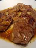 Filete de ternera a la plancha con salsa de limón y ajo