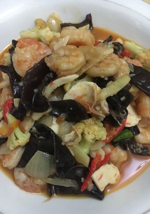 Foto resep Udang cah jamur