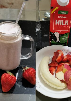 Foto resep Jus strobery, pisang, apel, susu