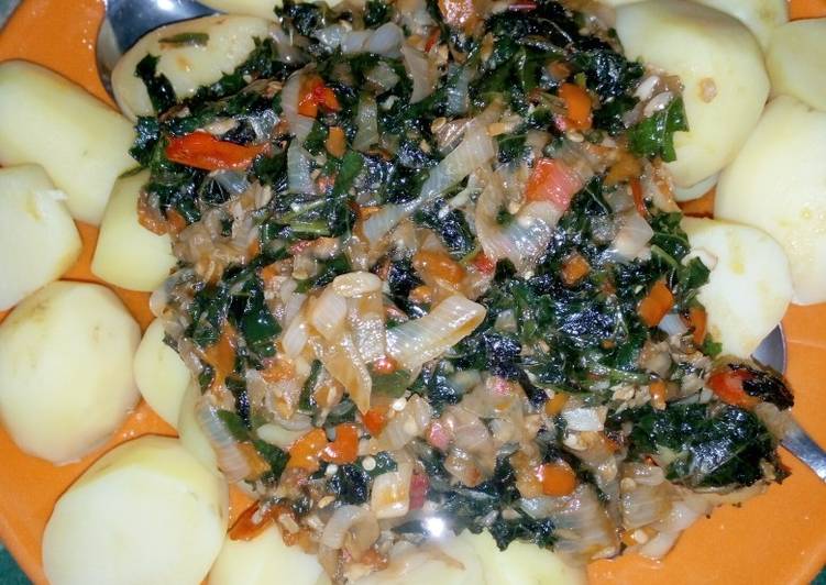 Easiest Way to Prepare Award-winning Boiled Irish potatoes with ugu sauce