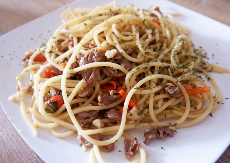 Bagaimana Menyiapkan ✨47 Spagheti Aglio Olio Beef Slice Anti Gagal