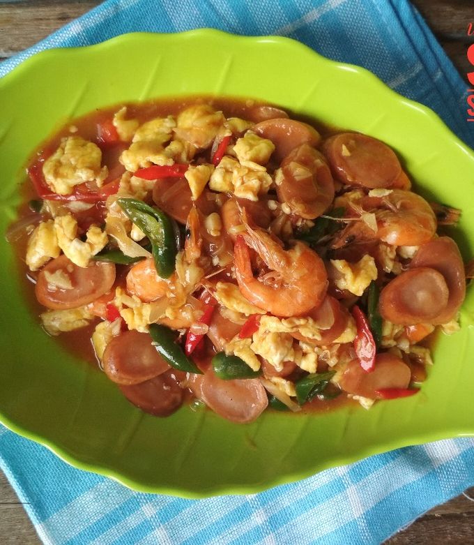 Foto resep Udang, sosis, telur saus tiram