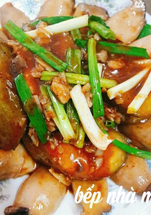 Hình của món Chuối xanh kho nấm(món chay).