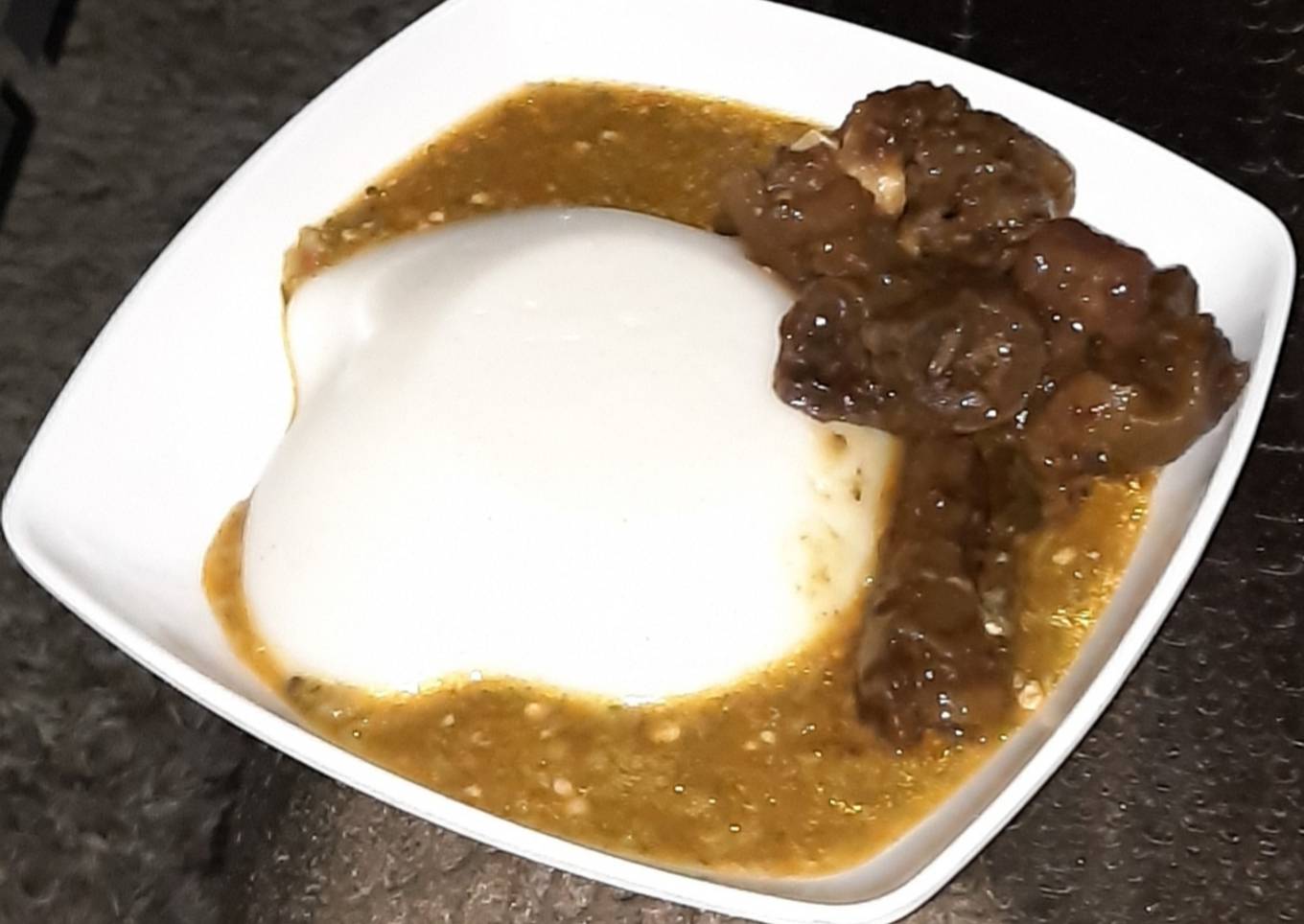Tuwon masara with okro soup