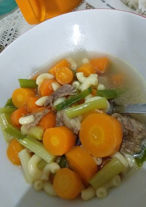 Foto resep Sup Daging Macaroni Simple