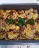 Magyaros rakott tepsis hús 🧄🥩🥓🧅🌶️🫑🥔