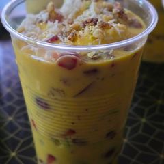 A picture of Custard fruit salad shots.