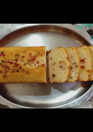 A picture of Eggless Tutti Frutti bread cake.
