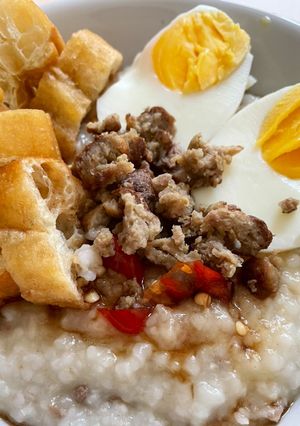 Foto resep Bubur chinese daging cincang dari nasi sisa