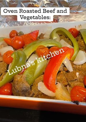 A picture of Oven Roasted Beef and Vegetables:.