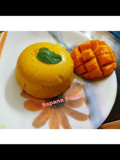 मॅंगो पुडिंग (mango pudding recipe in marathi) रेसिपी चे मुख्य फोटो