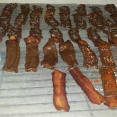A picture of Chocolate covered bacon .