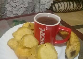 Easiest Way to Make Tasty Boiled sweet potatoes banana n a cup of hot Nescafe