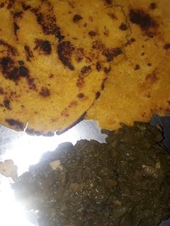A picture of Makki ki roti & sarso ka saag.