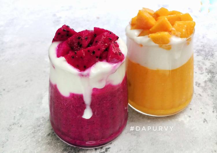 Cara Gampang Menyiapkan Float Delight Juice Mangga Dan Juice Buah Naga Anti Gagal