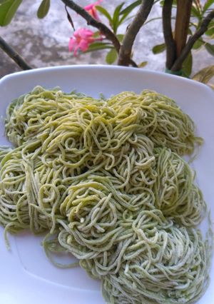 Foto resep Mie hijau sawi kenyal👍