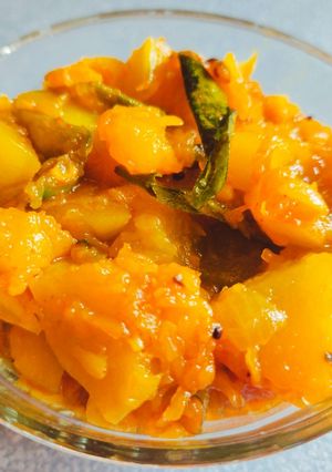 A picture of Parangikai Poriyal/Pumpkin Fry.