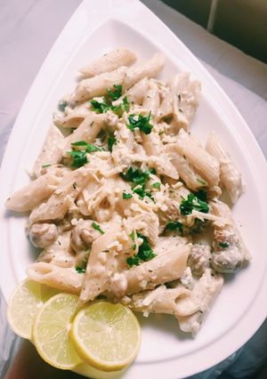صورة لوصفة 🍶🍴باستا الماشروم بالكريمة