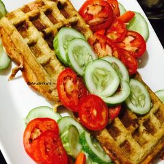 A picture of Chicken Salami Bread Waffles.