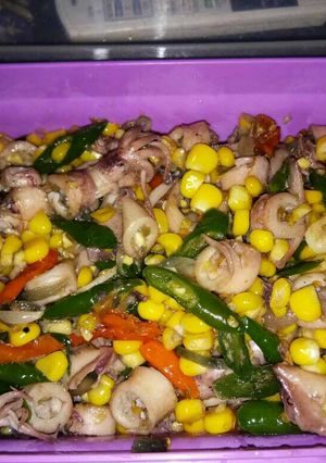 Foto resep Cumi asin jagung manis cabe hijau