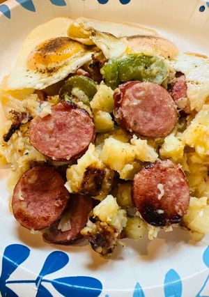 A picture of Hash Brown Sausage Hash.