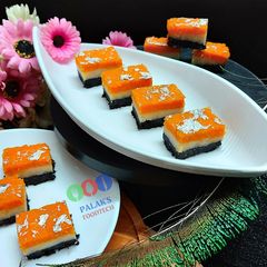 A picture of Non fire Tricolor coconut burfi.
