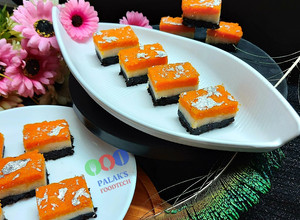 A picture of Non fire Tricolor coconut burfi.
