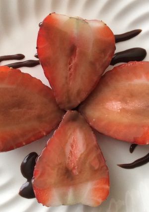 A picture of Strawberries with Melted Chocolate.