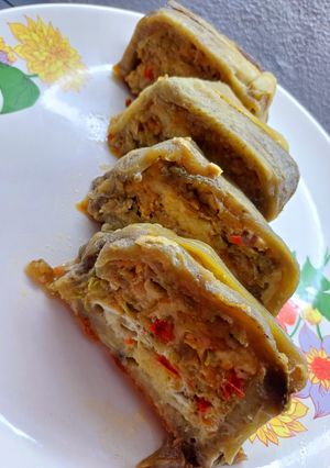 Una foto de Budín de berenjenas y verduras varias