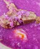 Canh khoai tím nấu xương heo, tôm nõn