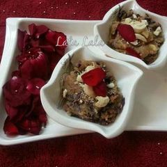 A picture of Gulab Pak (Gulab ki pattiyon ki mithai) with Dry Fruits.