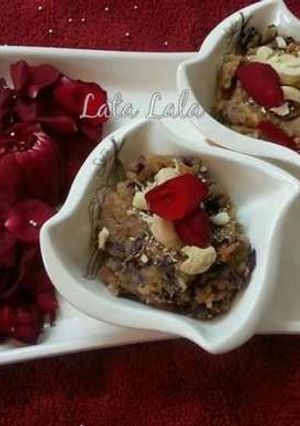 A picture of Gulab Pak (Gulab ki pattiyon ki mithai) with Dry Fruits.