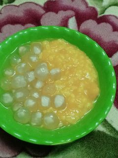 Hình của món Chè bí đỏ đậu xanh- trân châu dừa.