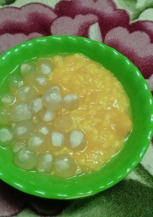 Hình của món Chè bí đỏ đậu xanh- trân châu dừa.