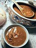 Sopa estilo oriente medio, de lentejas pollo y cordero