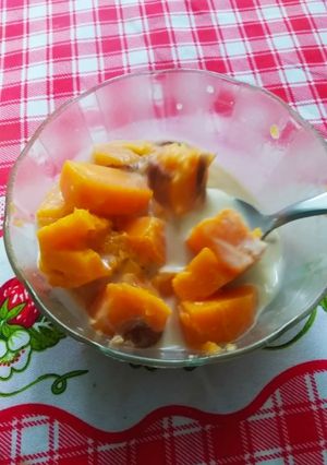 Una foto de Postre de calabaza con leche