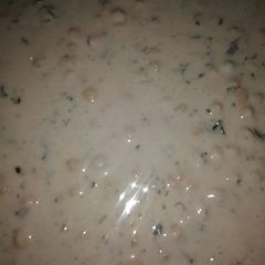 A picture of Boondi and vegetable raita.