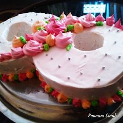 A picture of 8 digit  Anniversary cake.