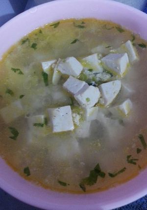 Foto resep Sup tahu dengan ayam giling (makanan anak 1 tahun +)
