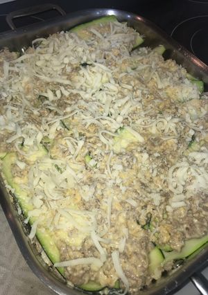 A picture of 4 cheese zucchini lasagna (keto).
