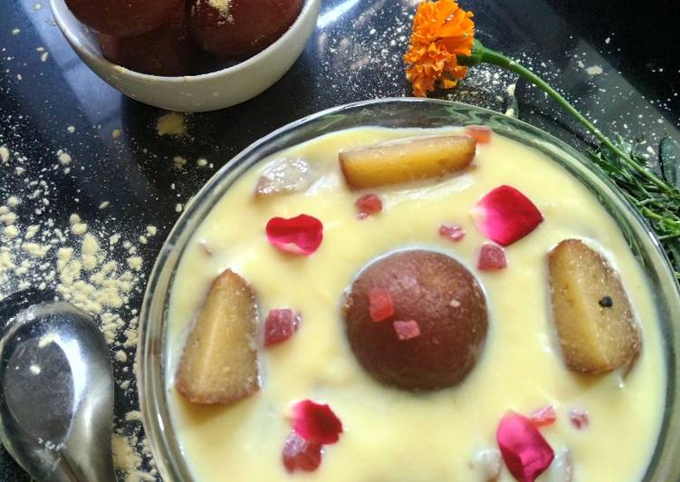 Recipe: Tasty Gulab Jamun Custard